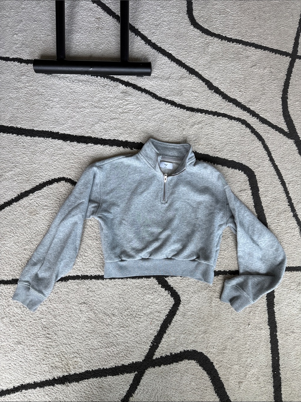 TNA Light Gray Cropped Quarter Zip Sweatshirt